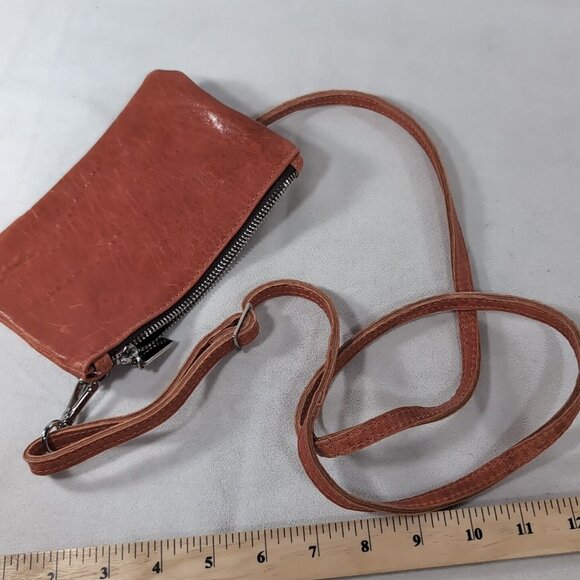 Maxon Collection Italy Leather Crossbody Burnt Orange Brown Adjustable Strap - Picture 8 of 13